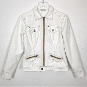 CAbi ivory denim rodeo jean jacket #524 | small